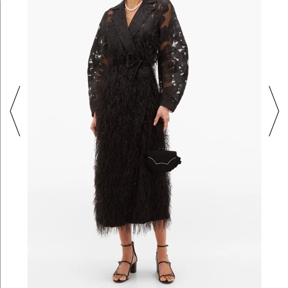 GANNI Feathered-Skirt Brocade-Organza CoatDress - Picture 4 of 9